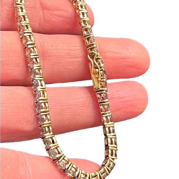 Lovely multi color crystal Simulated stone gold plt Sterling silver bracelet - Picture 5 of 8